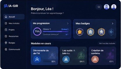 Interface de la plateforme pédagogique e-agir d'IAGIR 95